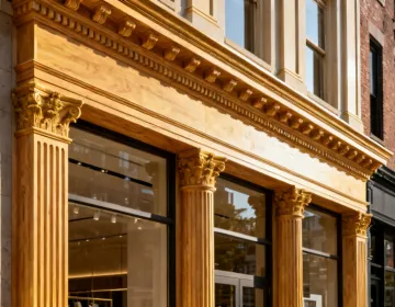 Commercial building with architectural millwork