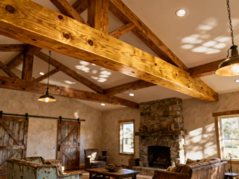 Fypon faux beams installed in living room